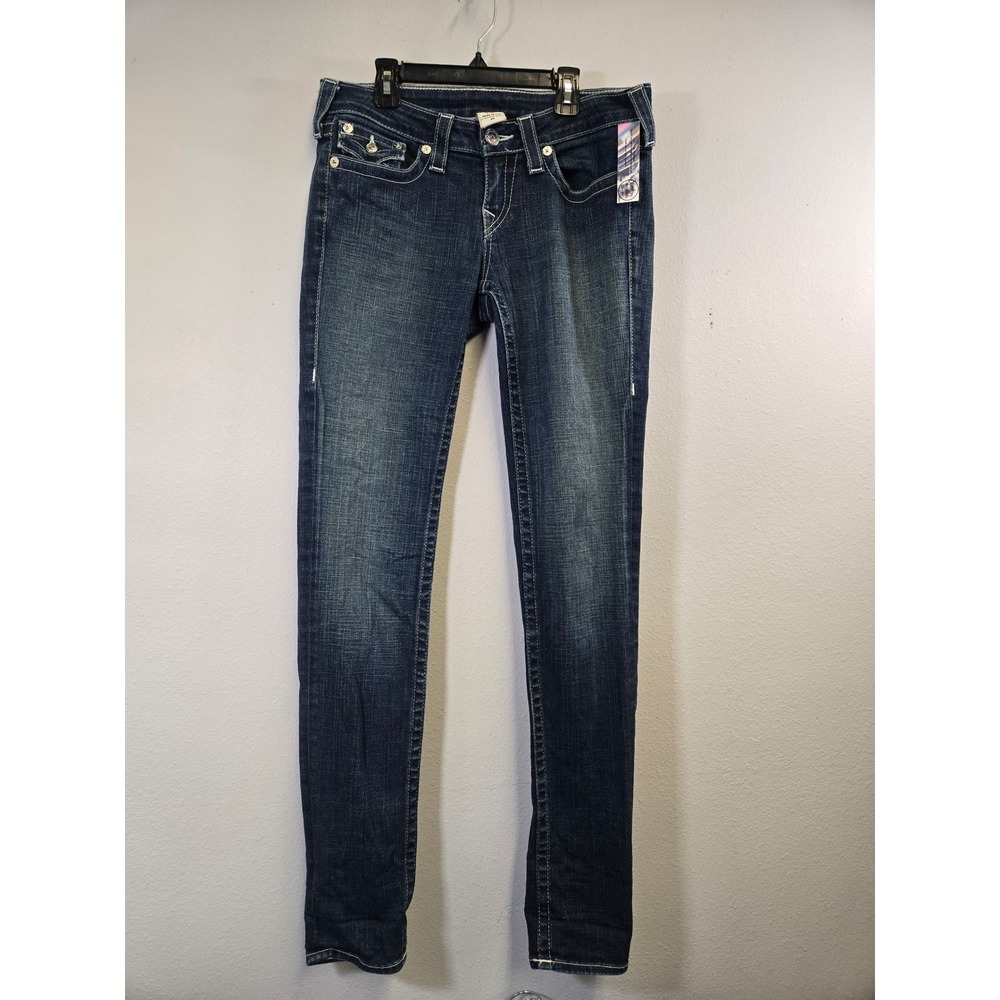 True Religion Casey Low Rise Skinny Jeans Horseshoe Contrast Stitch Denim 29